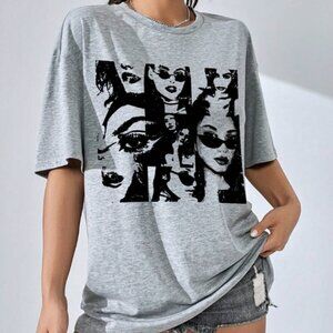 SHEIN EZwear Fashionable And Bold Loose-Fit Short Sleeve Tee XL
